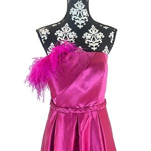 NWOT Fushia Feathered Formal Dress